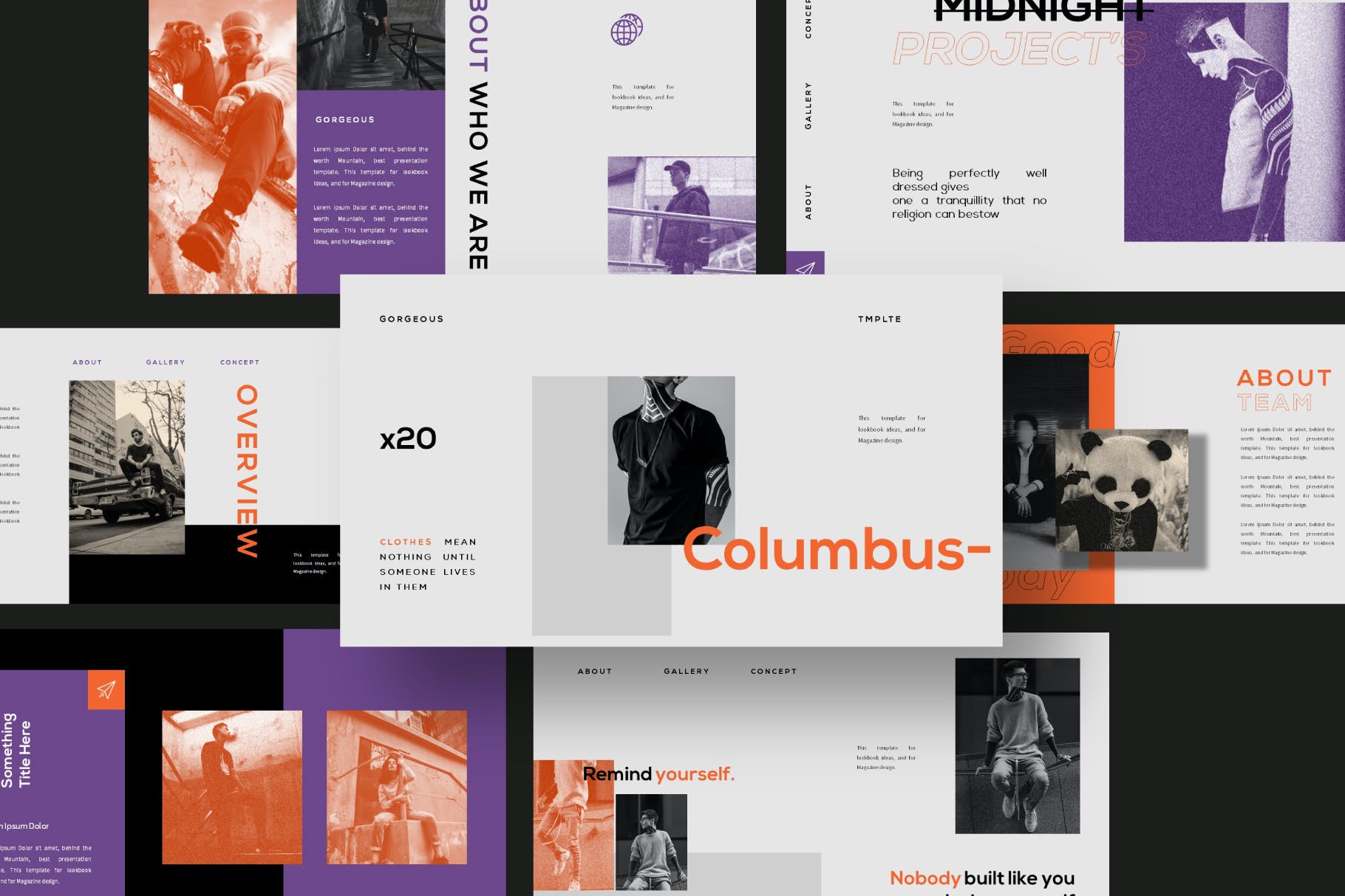 新潮潮牌摄影作品集图文排版幻灯片设计模板 Columbus Powerpoint Template_img_2