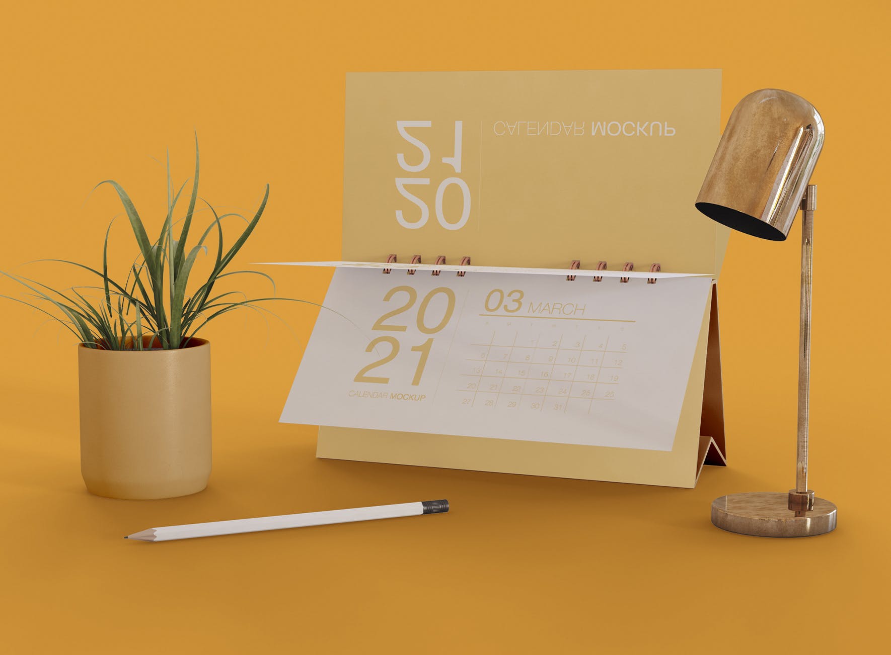 横版台历日历设计展示样机模板 Horizontal Calendar Mockup_img_2