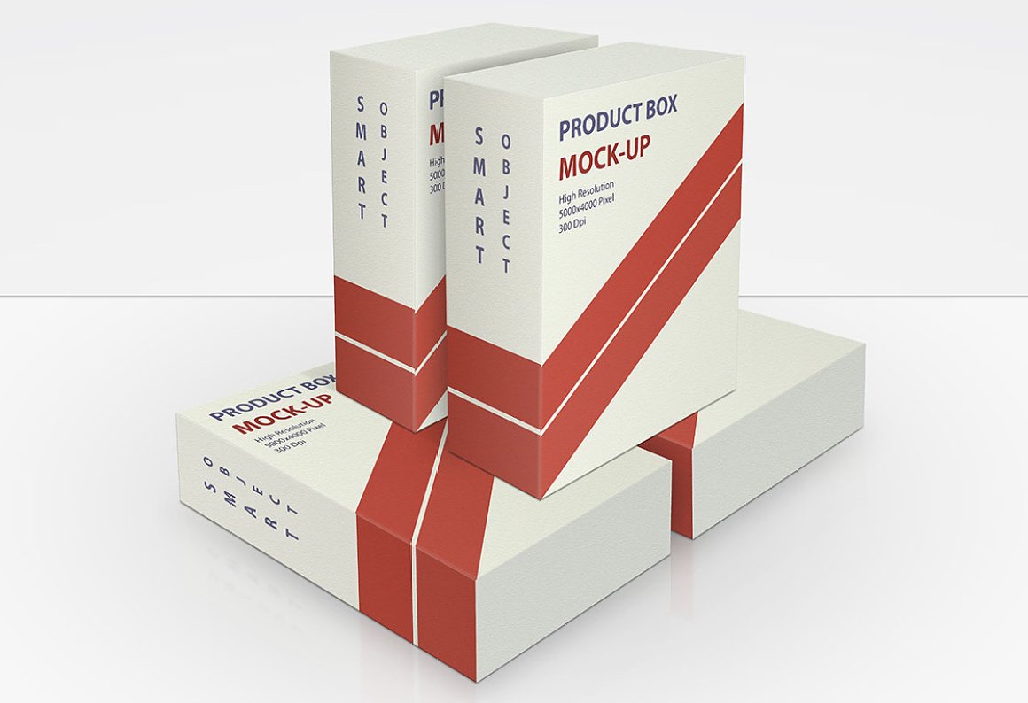 带阴影产品包装纸盒贴图样机模板 Product Box Mockup 08_img_2