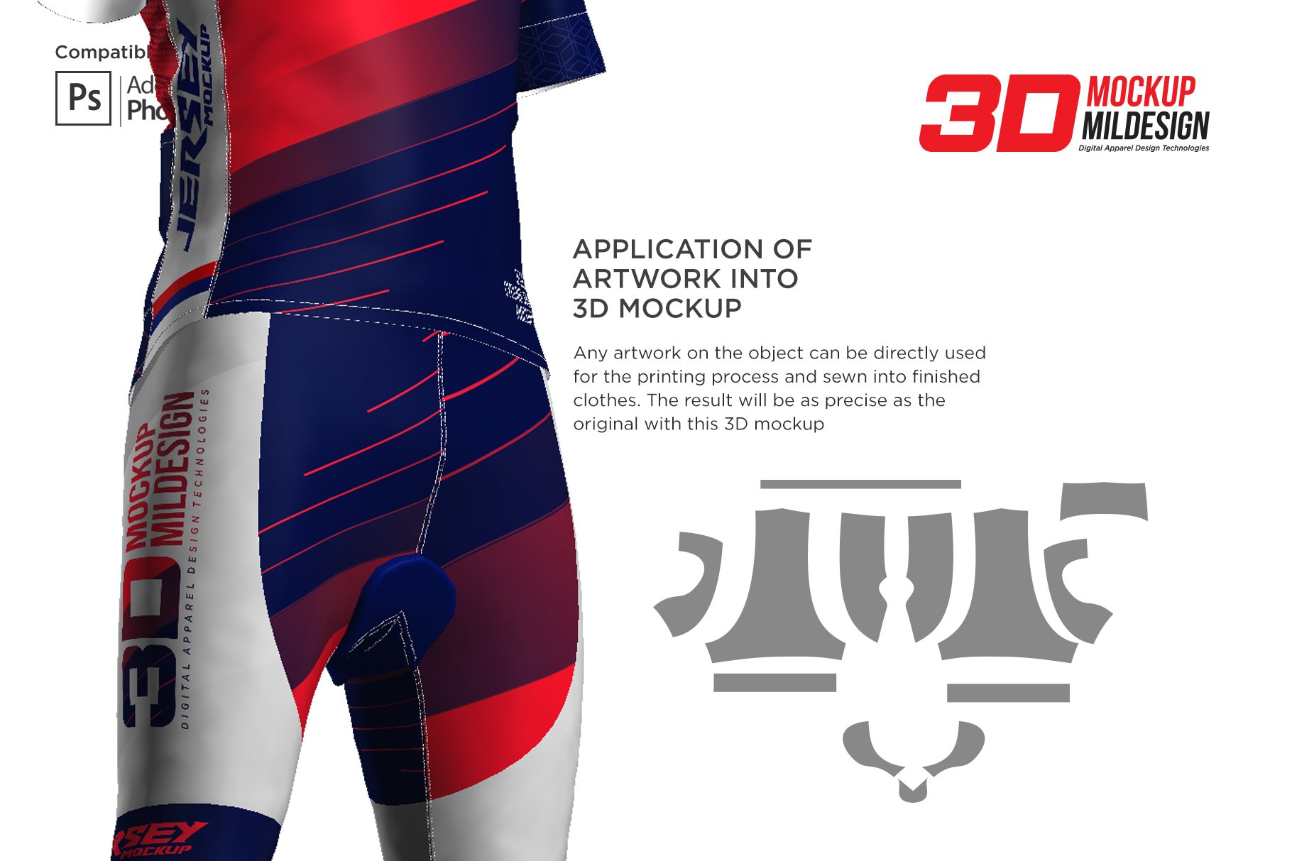 3D男士球衣印花图案设计展示贴图样机模板素材 3D Mens Cyling Jersey Kit Mockup_img_2