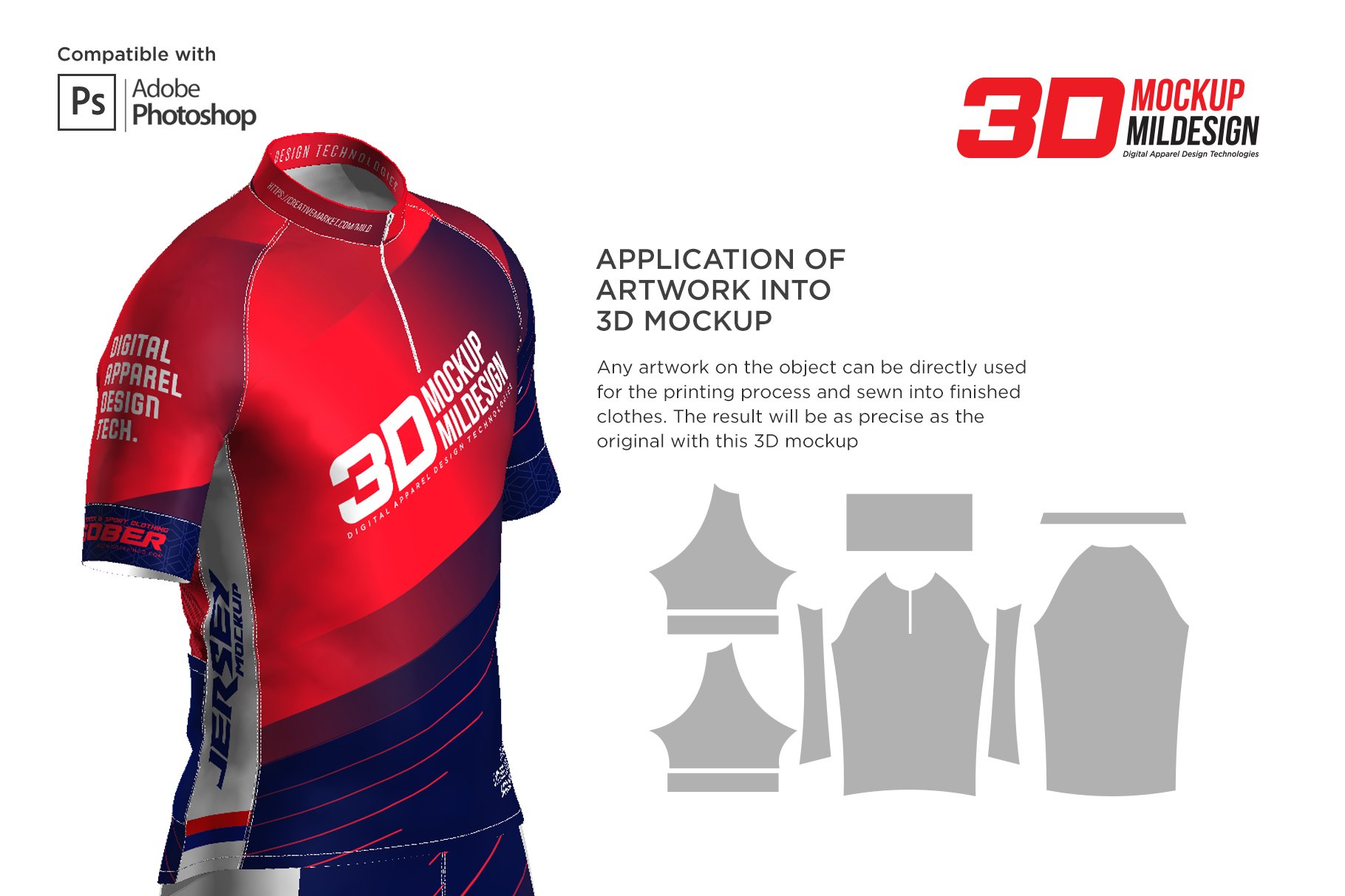 3D男士球衣印花图案设计展示贴图样机模板素材 3D Mens Cyling Jersey Kit Mockup_img_2