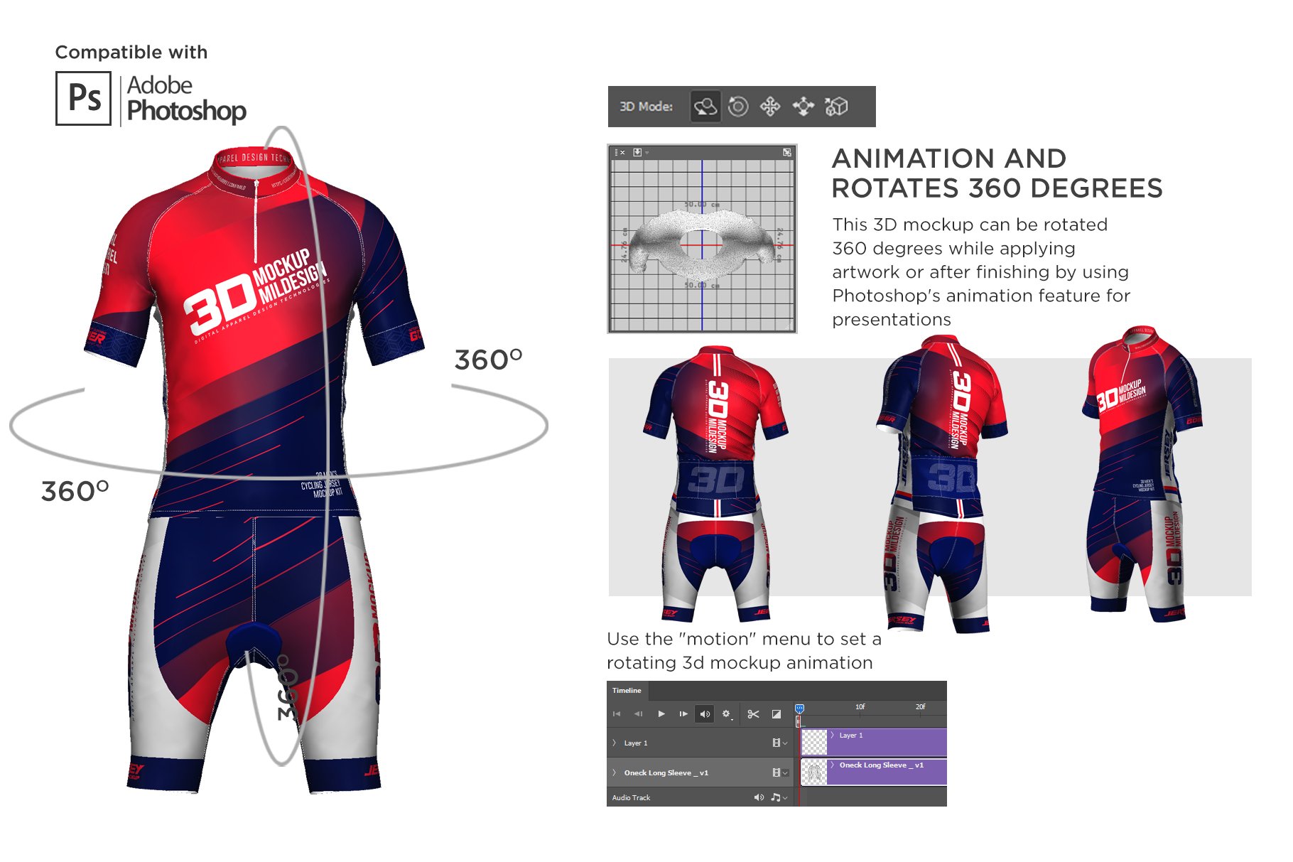 3D男士球衣印花图案设计展示贴图样机模板素材 3D Mens Cyling Jersey Kit Mockup_img_2