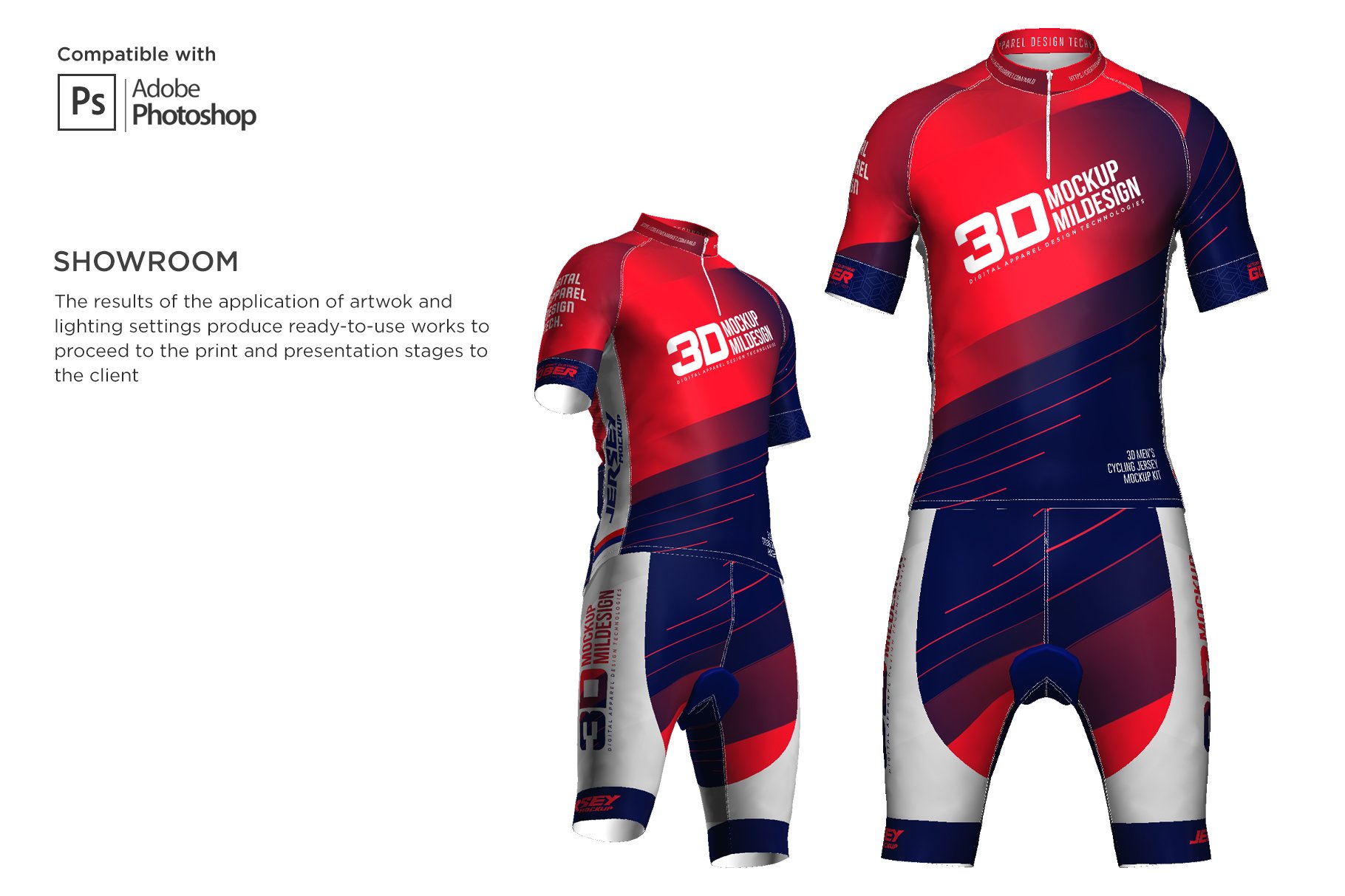 3D男士球衣印花图案设计展示贴图样机模板素材 3D Mens Cyling Jersey Kit Mockup_img_2