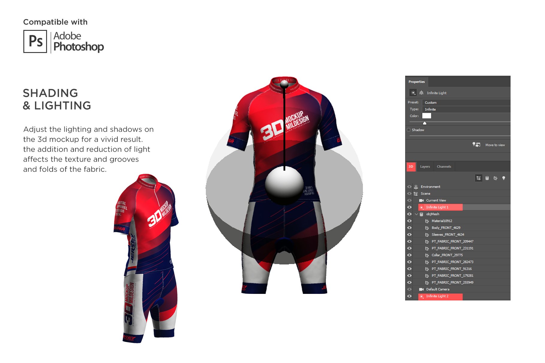 3D男士球衣印花图案设计展示贴图样机模板素材 3D Mens Cyling Jersey Kit Mockup_img_2