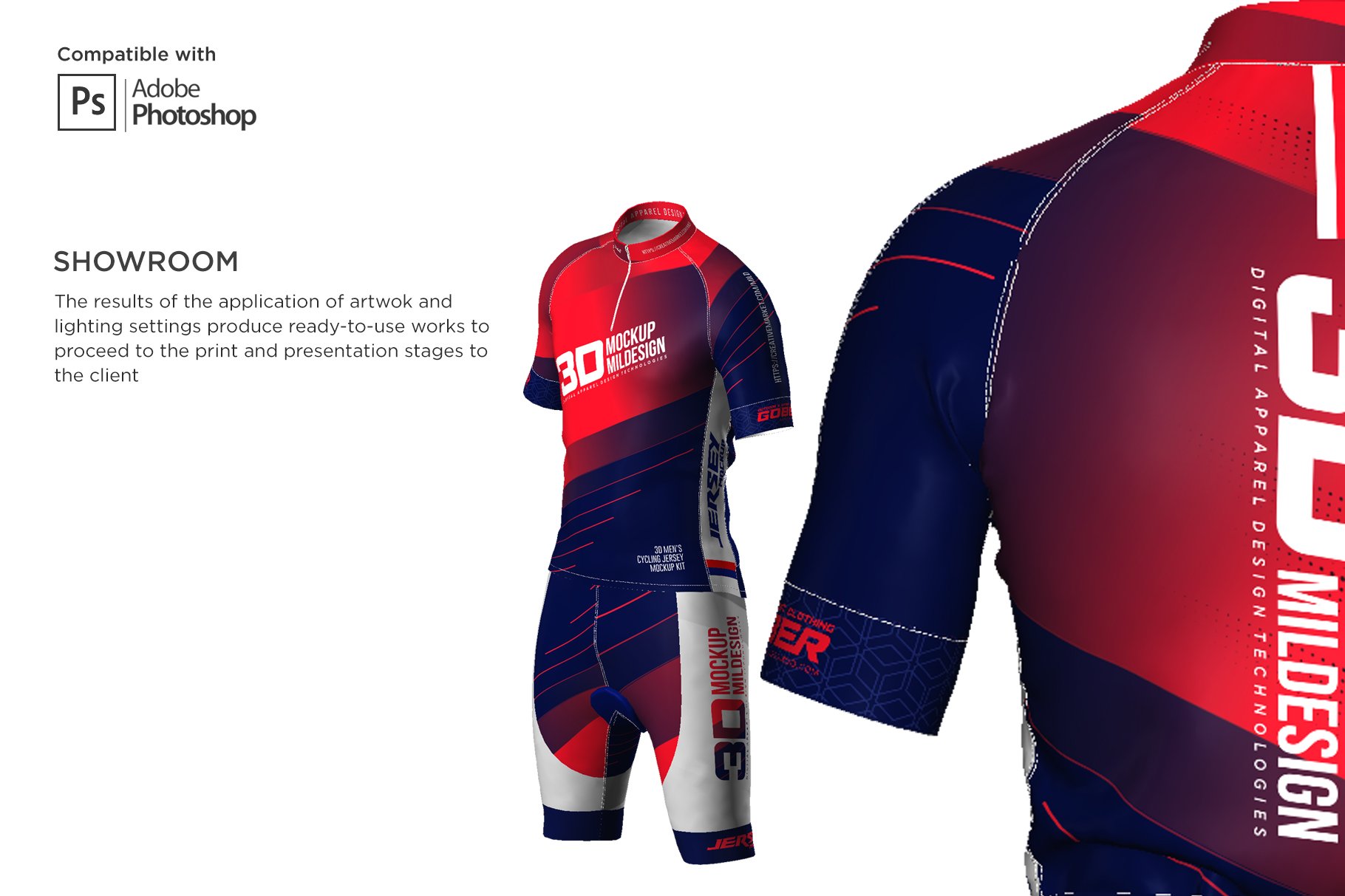 3D男士球衣印花图案设计展示贴图样机模板素材 3D Mens Cyling Jersey Kit Mockup_img_2