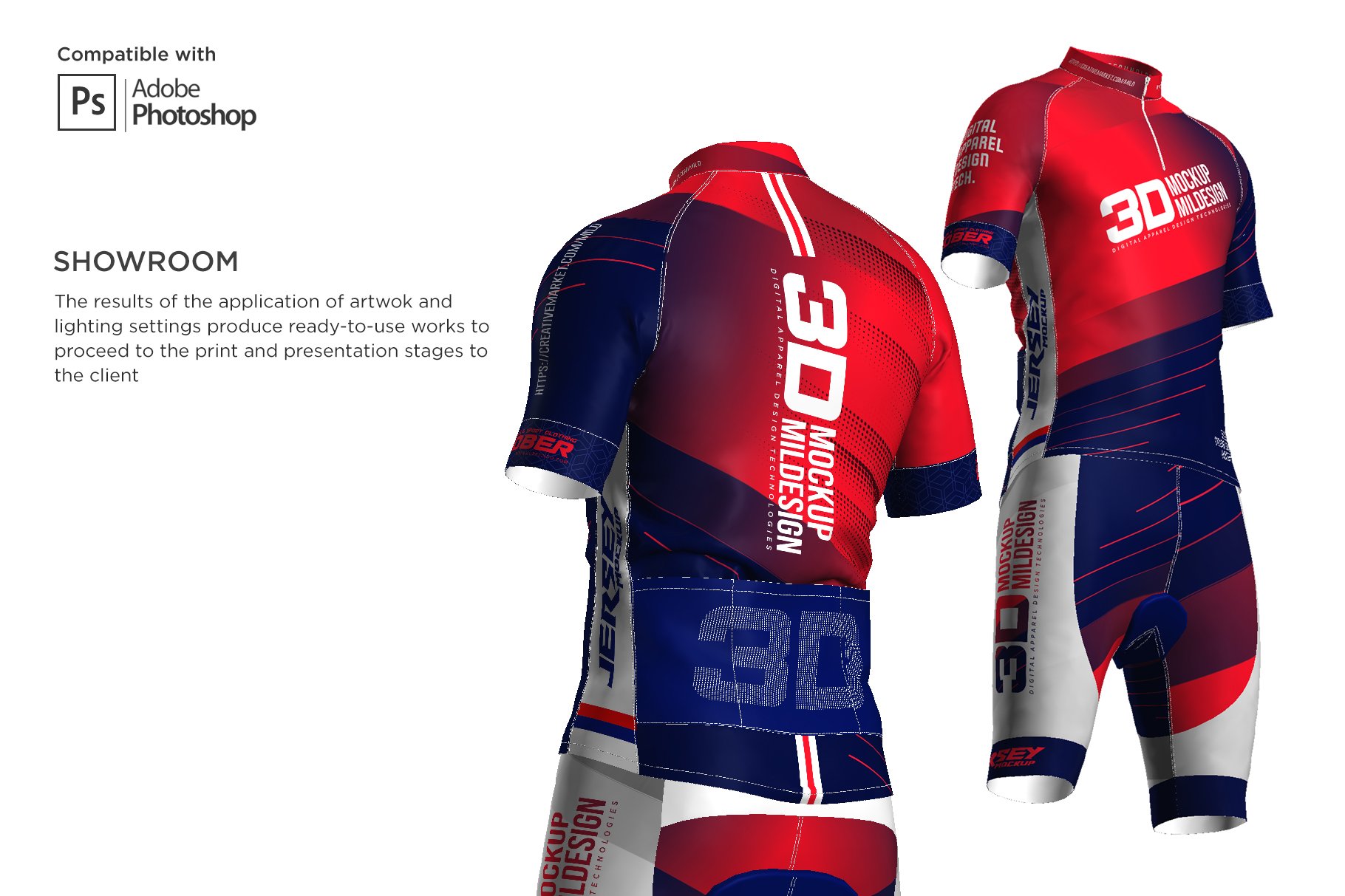 3D男士球衣印花图案设计展示贴图样机模板素材 3D Mens Cyling Jersey Kit Mockup_img_2