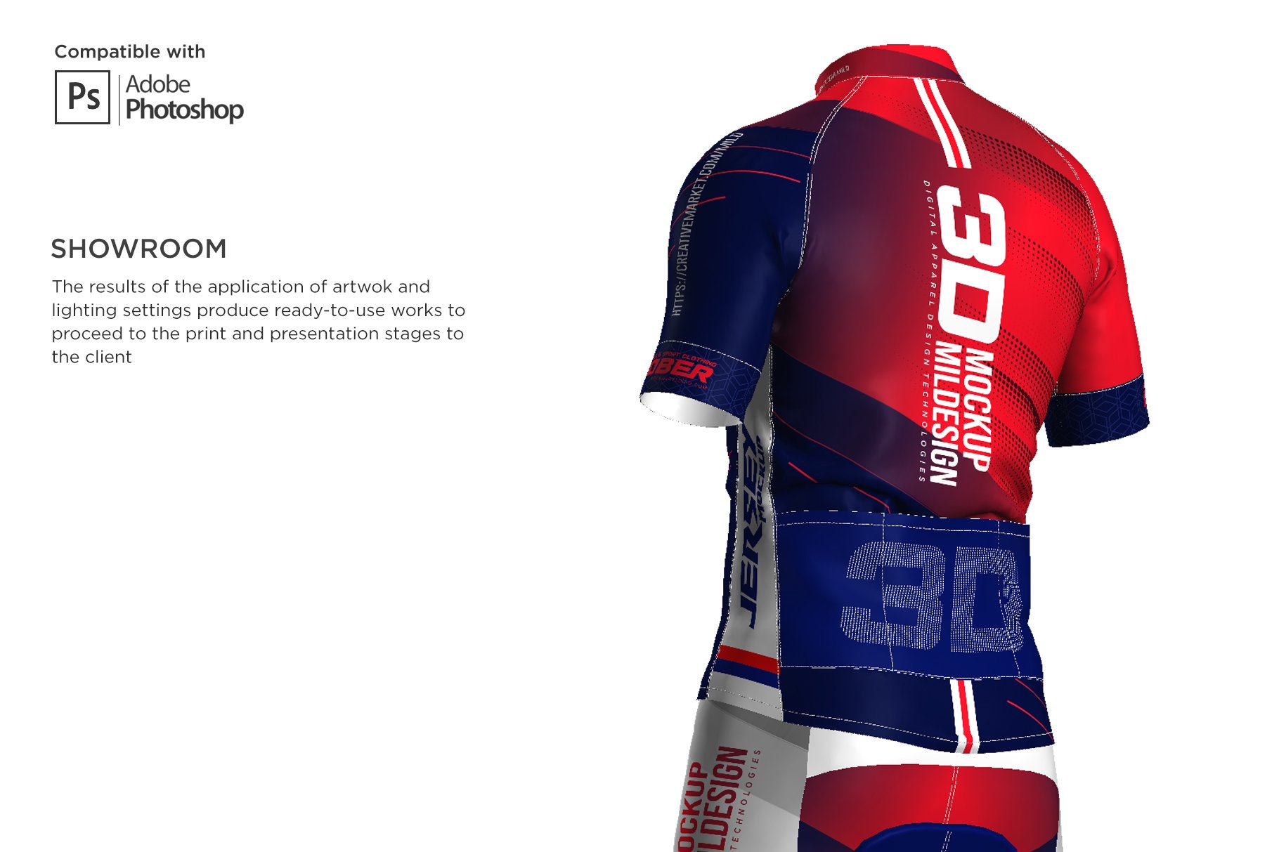 3D男士球衣印花图案设计展示贴图样机模板素材 3D Mens Cyling Jersey Kit Mockup_img_2