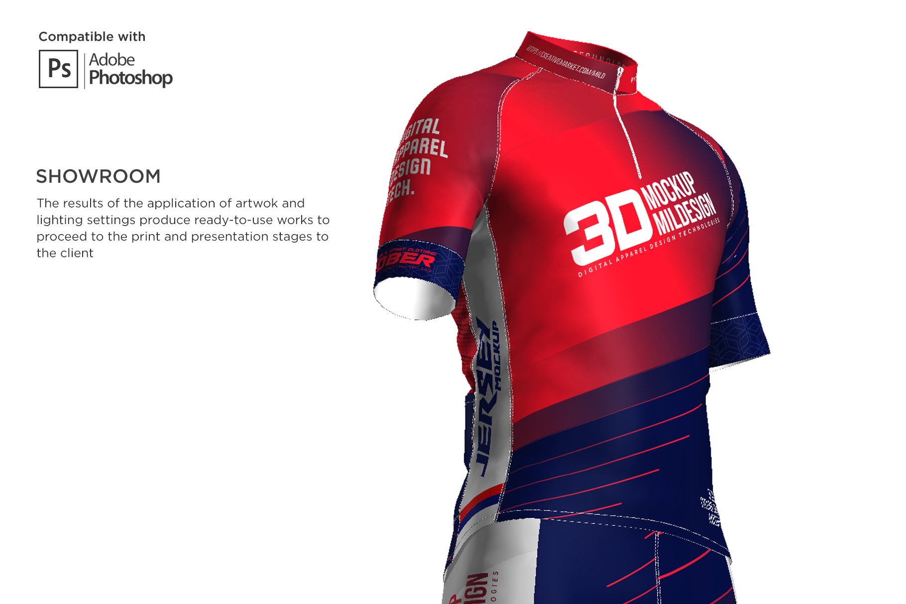 3D男士球衣印花图案设计展示贴图样机模板素材 3D Mens Cyling Jersey Kit Mockup_img_2