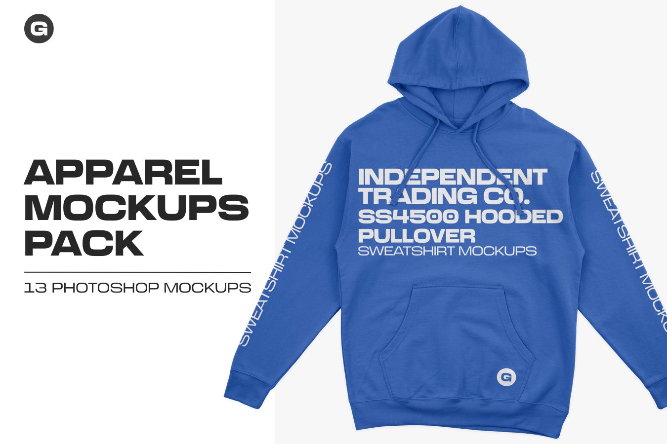 12款时尚连衣帽卫衣印花图案设计PS贴图样机素材 Independent SS4500 Hooded Mockups_img_2