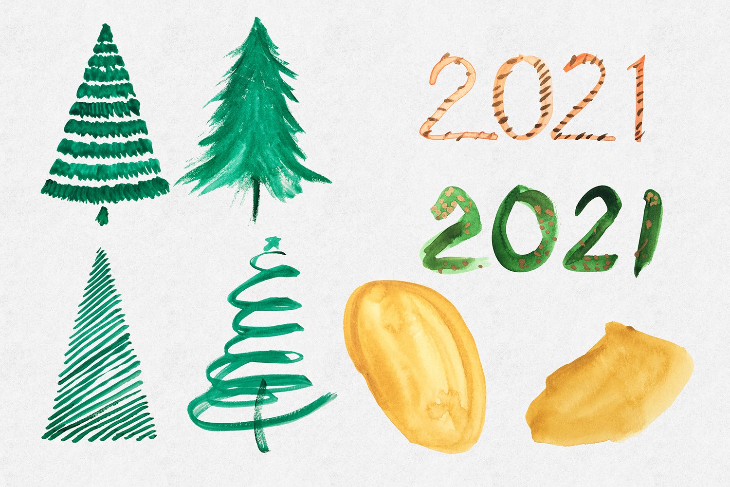 26款2021新年字体设计水彩剪贴画PNG图片设计素材 2021 New Year Clipart Watercolor Font_img_2