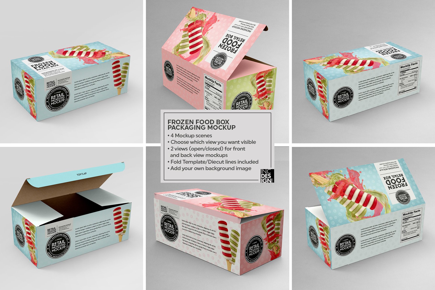 零售冷冻食品包装纸盒设计展示贴图样机模板 Retail Frozen Food Packaging2 Mockup_img_2