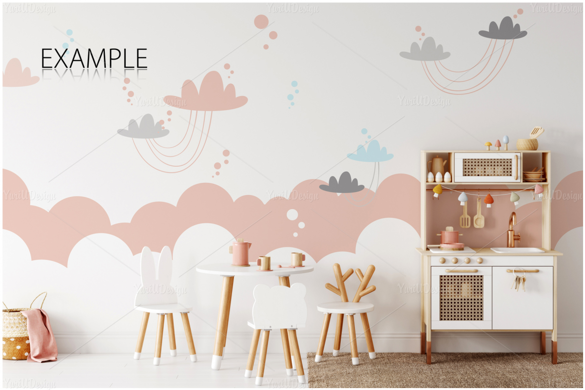 儿童房间挂画框架墙纸设计展示贴图样机合集 Kids Frames & Wall Mockup Pack 6_img_2