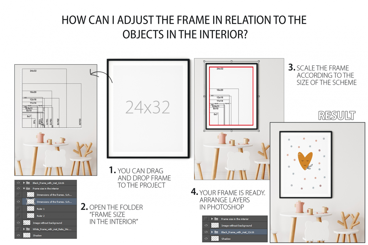 儿童房间挂画框架墙纸设计展示贴图样机合集 Kids Frames & Wall Mockup Pack 6_img_2