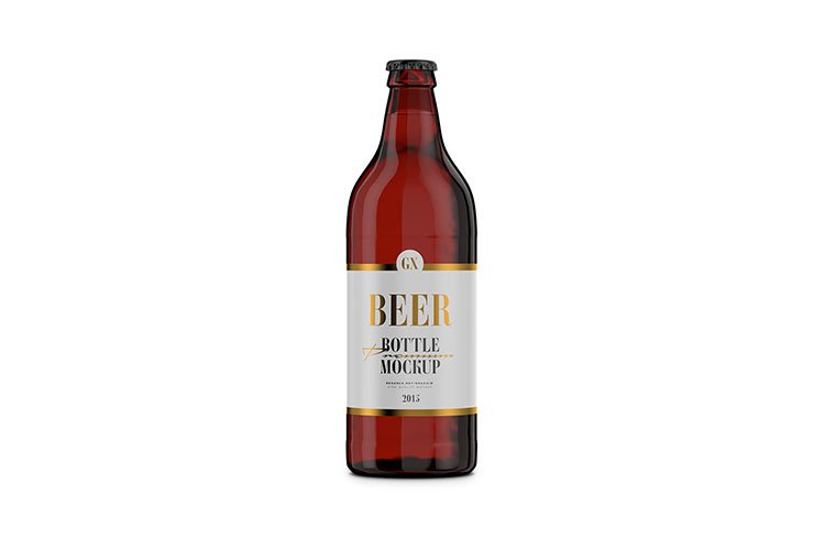 琥珀啤酒玻璃瓶外观设计展示贴图样机模板 Beer Bottle - Amber PET - Mockup_img_2