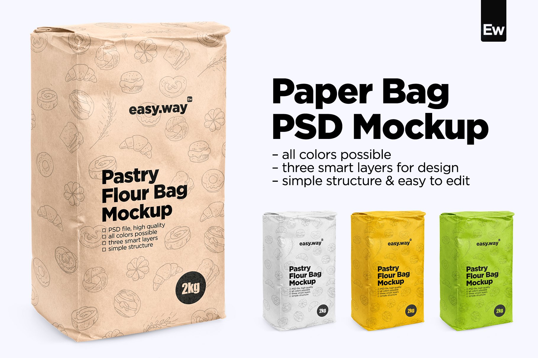 咖啡包装纸袋设计贴图PSD样机模板 Paper Bag PSD Mockup_img_2