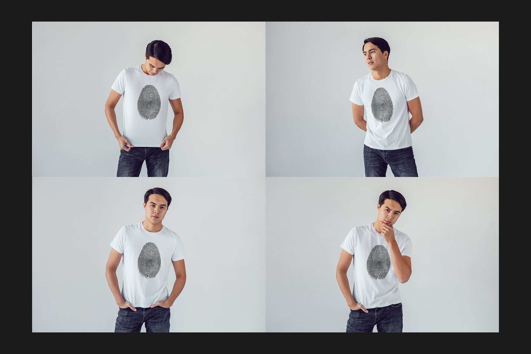 亚洲男子模特半袖T恤印花图案设计展示贴图样机合集 Asian Man T-Shirt Mockup Set_img_2