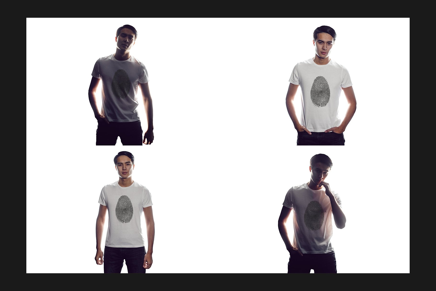 亚洲男子模特半袖T恤印花图案设计展示贴图样机合集 Asian Man T-Shirt Mockup Set_img_2