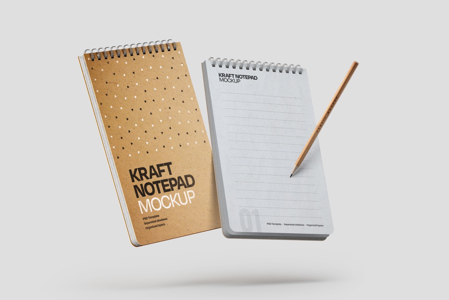 10款新颖卡夫牛皮纸办公记事笔记本设计PSD样机模板合集 Kraft Notepad Mockup Set_img_2