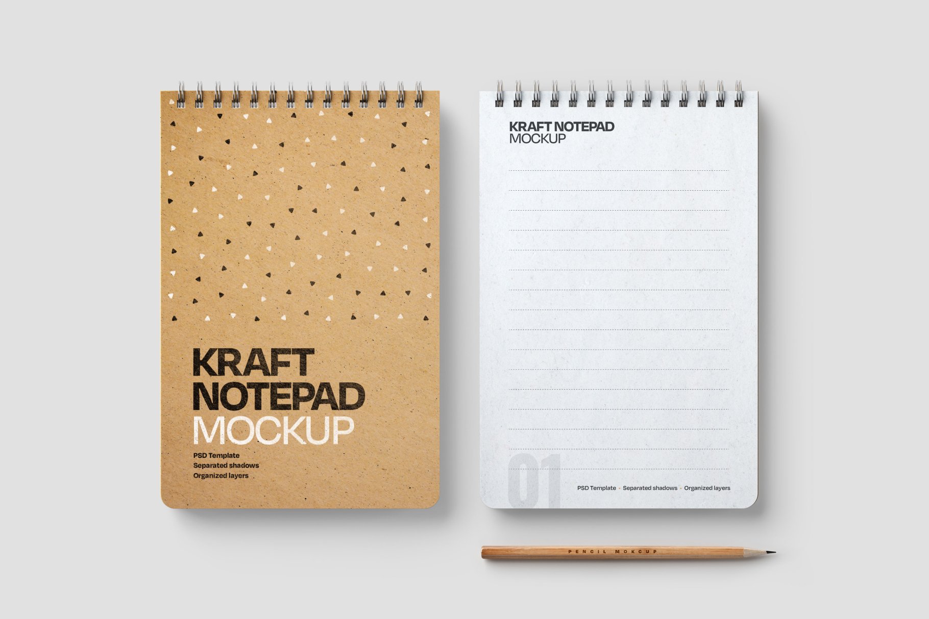 10款新颖卡夫牛皮纸办公记事笔记本设计PSD样机模板合集 Kraft Notepad Mockup Set_img_2