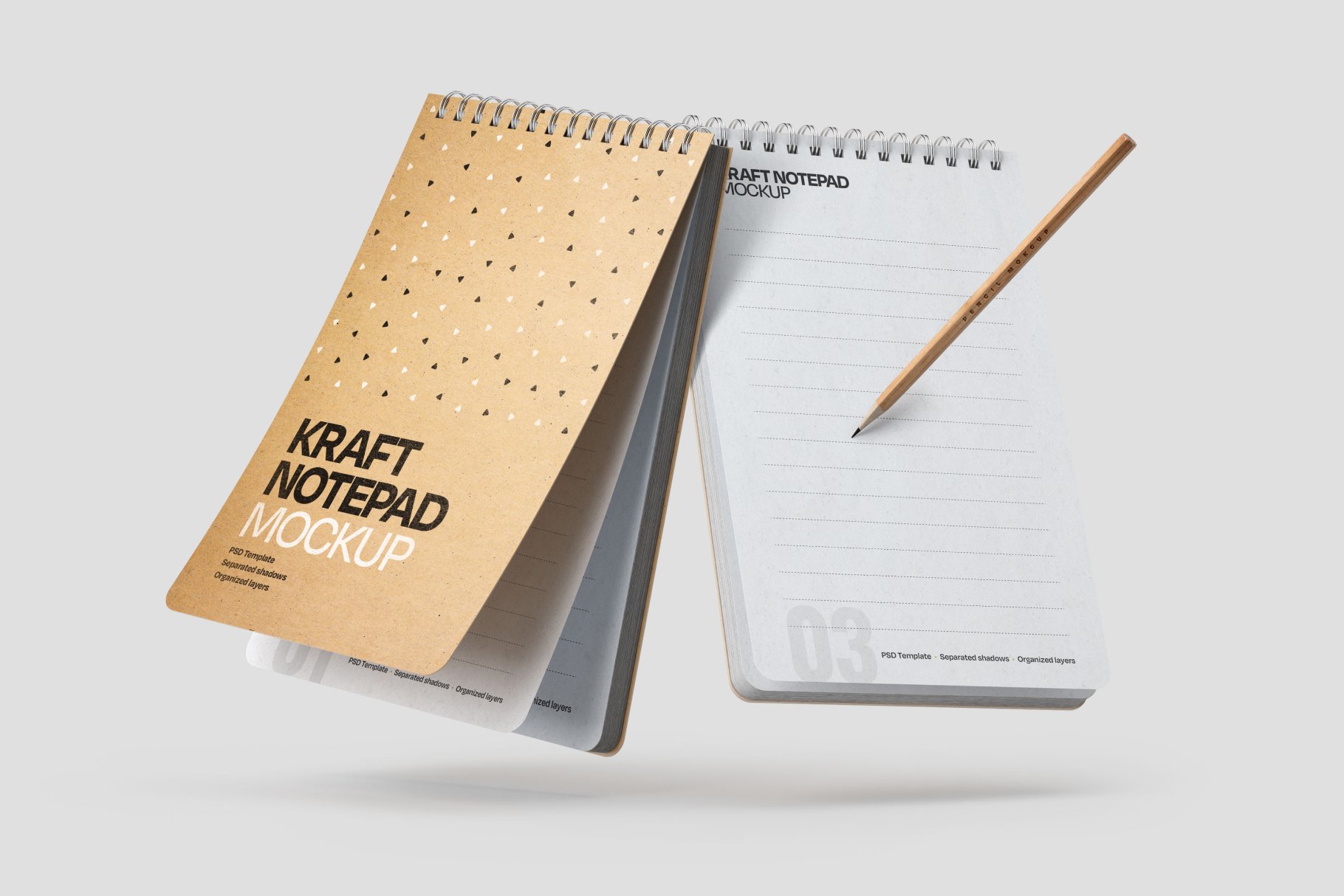 10款新颖卡夫牛皮纸办公记事笔记本设计PSD样机模板合集 Kraft Notepad Mockup Set_img_2