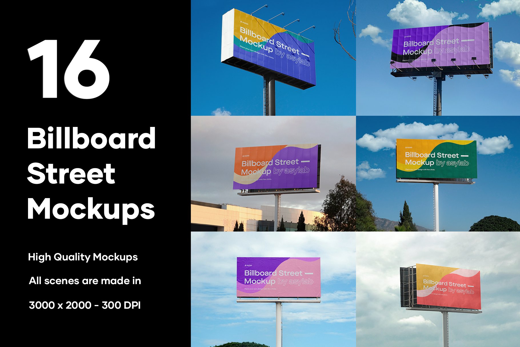 16款户外高速广告牌路牌设计展示贴图PSD模板素材 16 Billboard Street Mockups - PSD_img_2