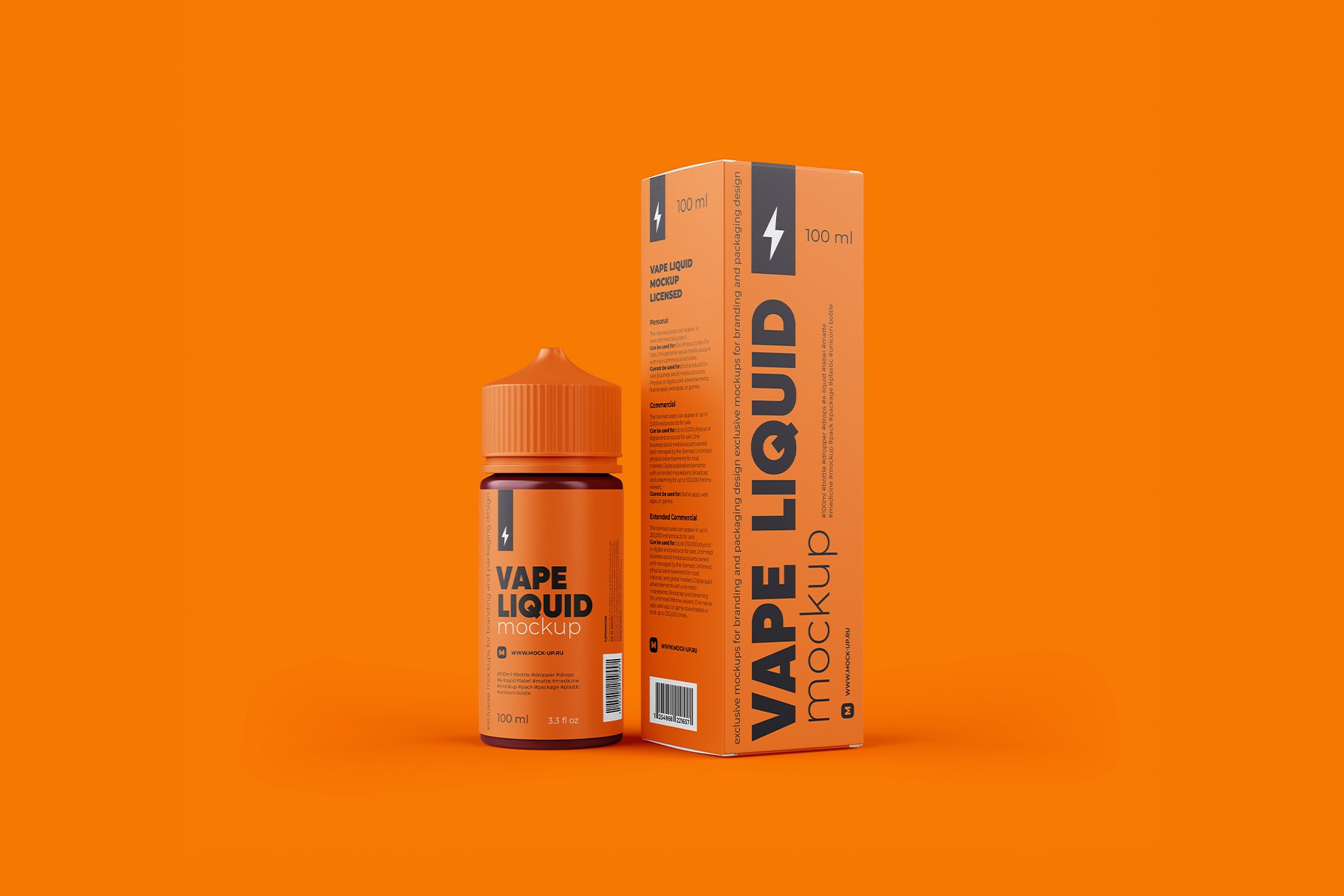 高品质药物眼药水滴眼液塑料包装瓶设计展示贴图样机模板 Vape Liquid Packaging Mockup 100ml_img_2