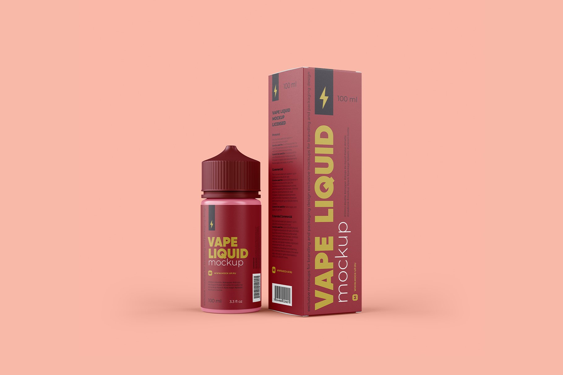 高品质药物眼药水滴眼液塑料包装瓶设计展示贴图样机模板 Vape Liquid Packaging Mockup 100ml_img_2