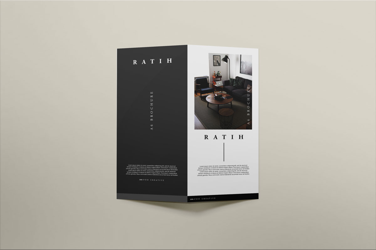 6款时尚两折页小册子设计贴图样机模板 Ratih - DL Bifold Brochure Mockup_img_2