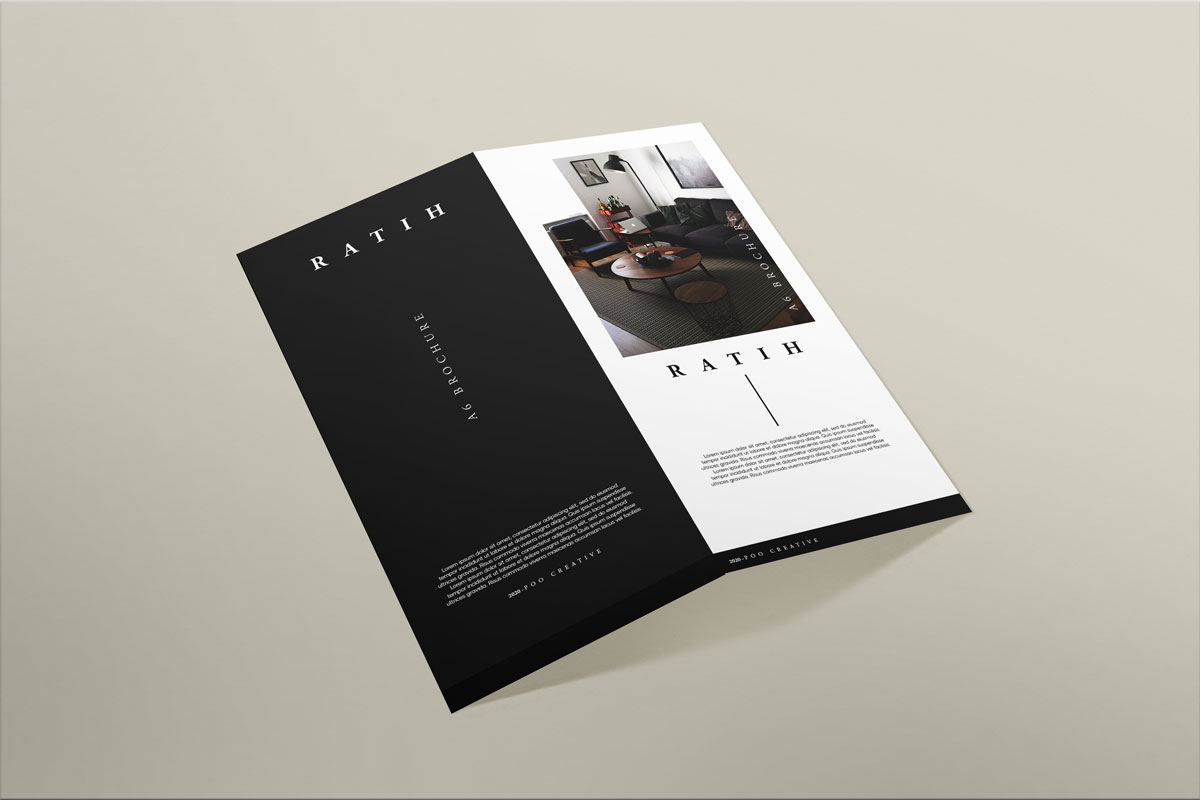 6款时尚两折页小册子设计贴图样机模板 Ratih - DL Bifold Brochure Mockup_img_2