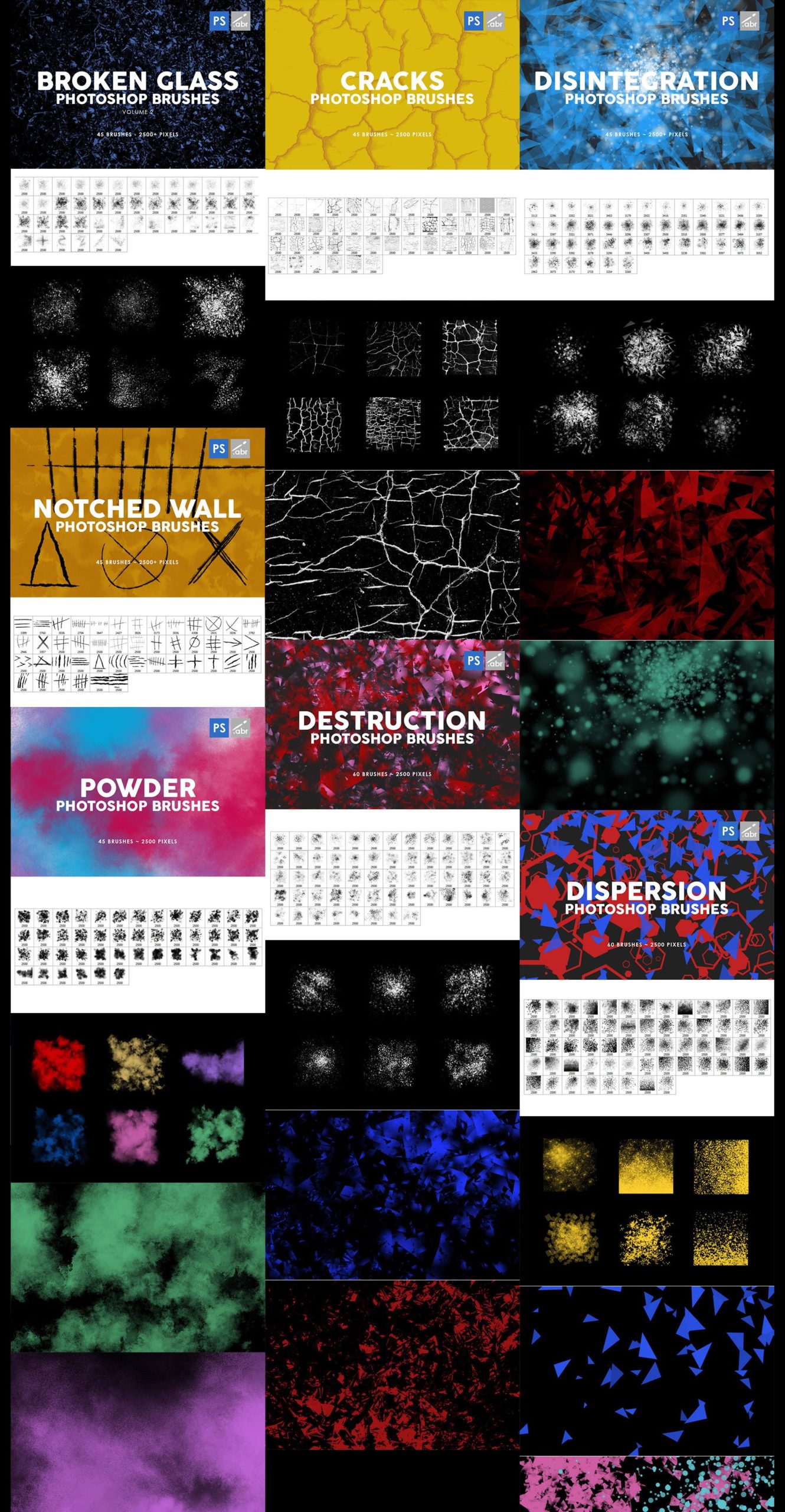 3000款时尚艺术绘画画笔PS笔刷设计素材 3000 Photoshop Stamp Brushes Bundle_img_2