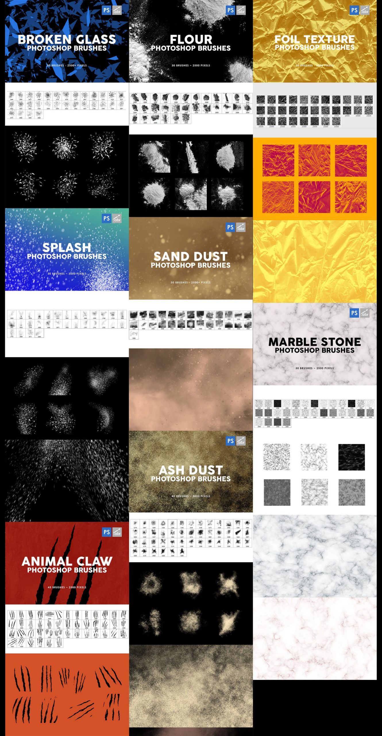 3000款时尚艺术绘画画笔PS笔刷设计素材 3000 Photoshop Stamp Brushes Bundle_img_2