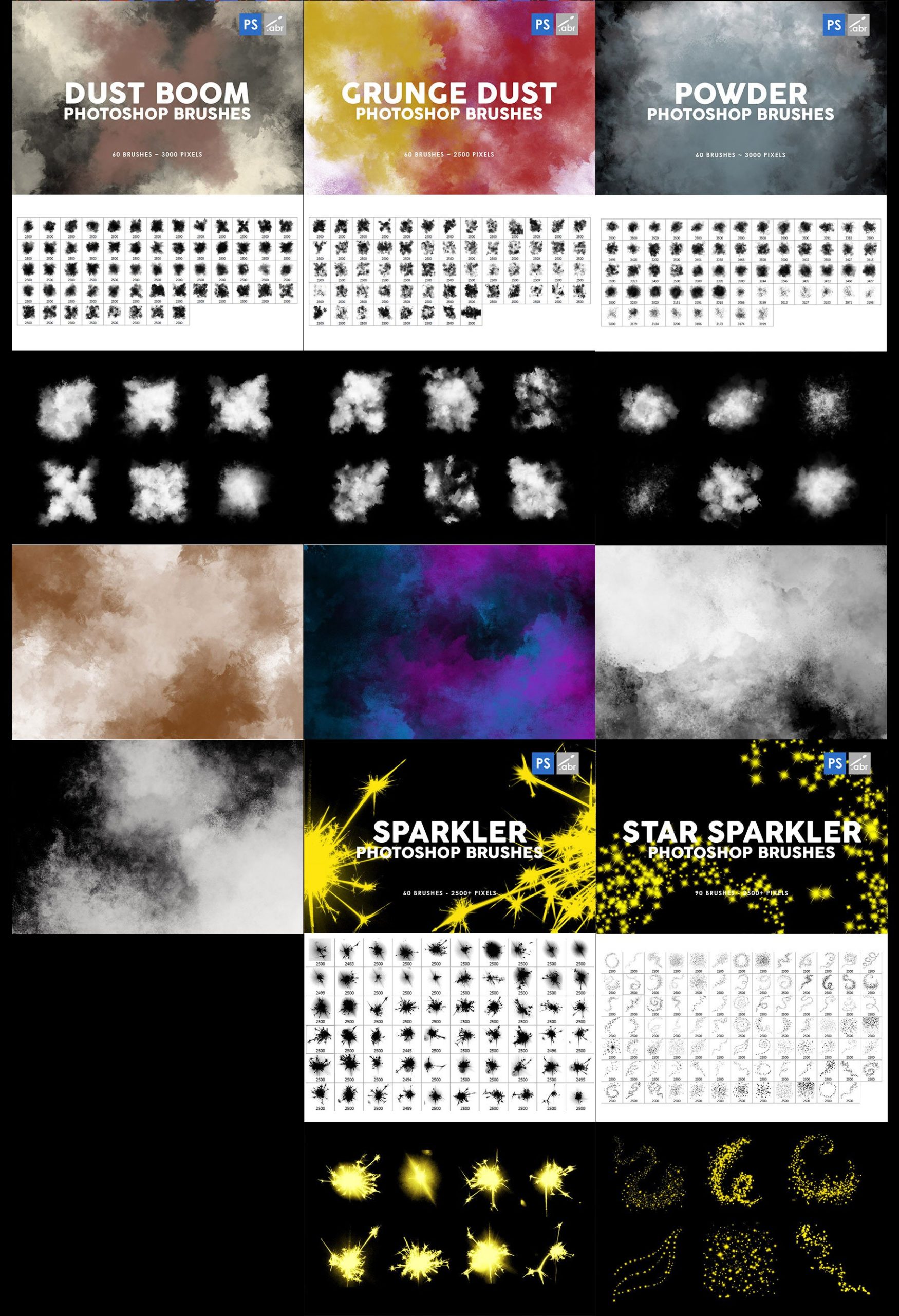 3000款时尚艺术绘画画笔PS笔刷设计素材 3000 Photoshop Stamp Brushes Bundle_img_2