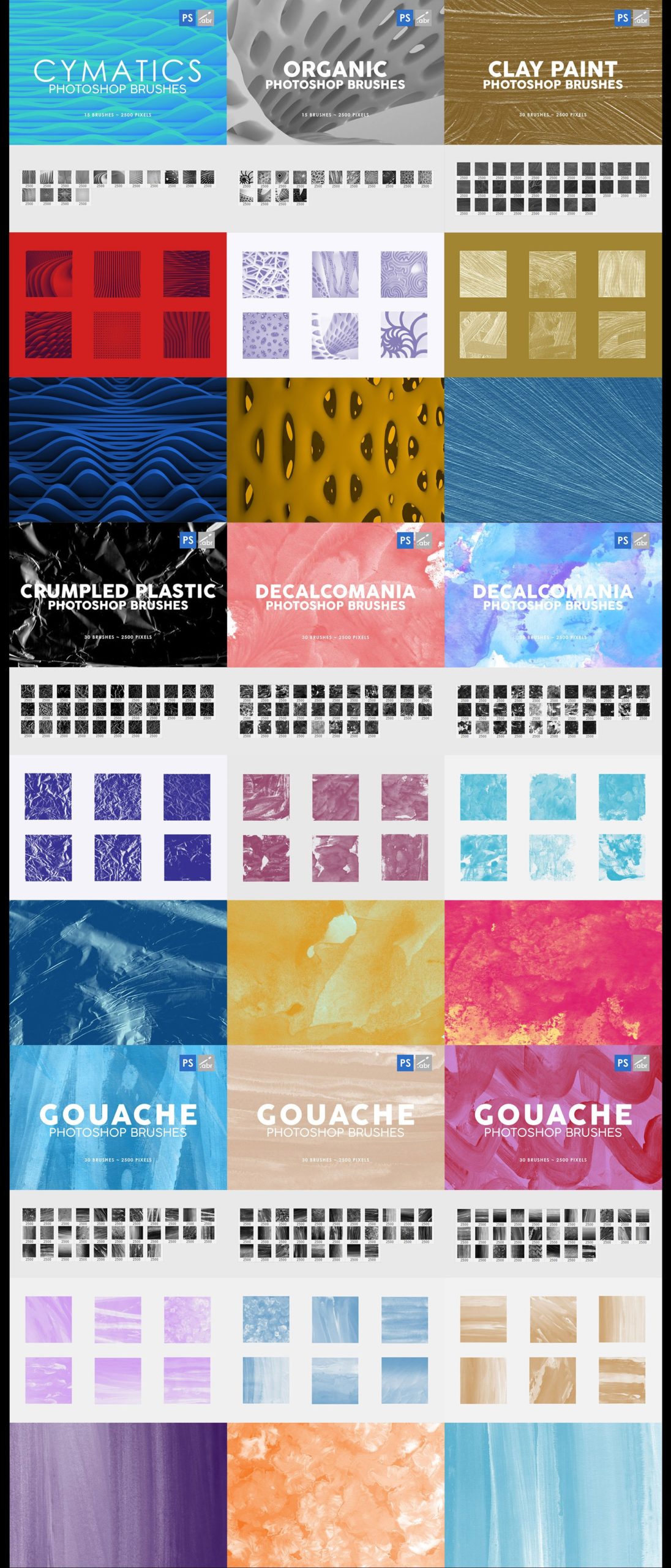 3000款时尚艺术绘画画笔PS笔刷设计素材 3000 Photoshop Stamp Brushes Bundle_img_2