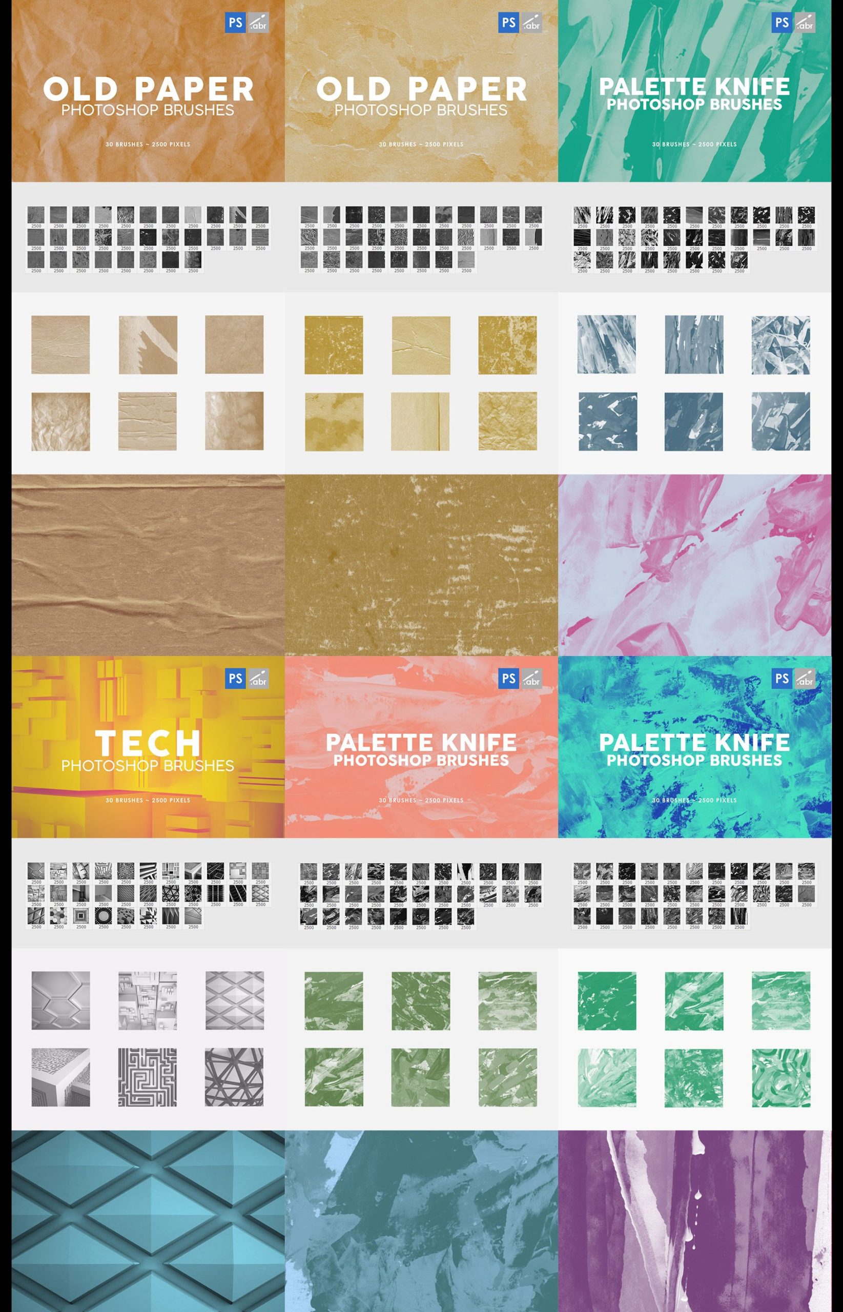 3000款时尚艺术绘画画笔PS笔刷设计素材 3000 Photoshop Stamp Brushes Bundle_img_2