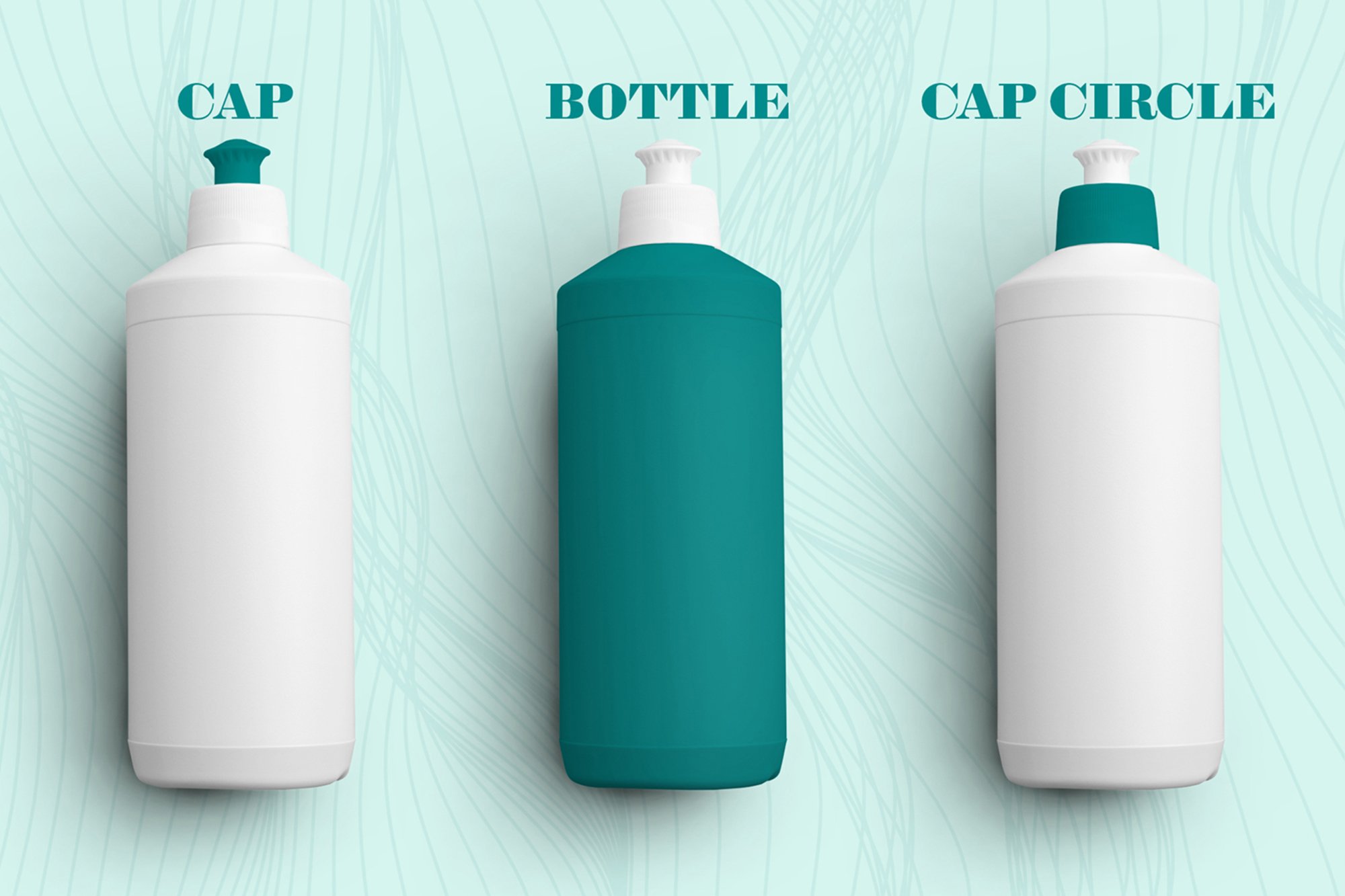 5款推拉盖塑料瓶外观设计展示贴图样机模板 5 Mockups Plastic Bottle with Push-Pull Cap_img_2