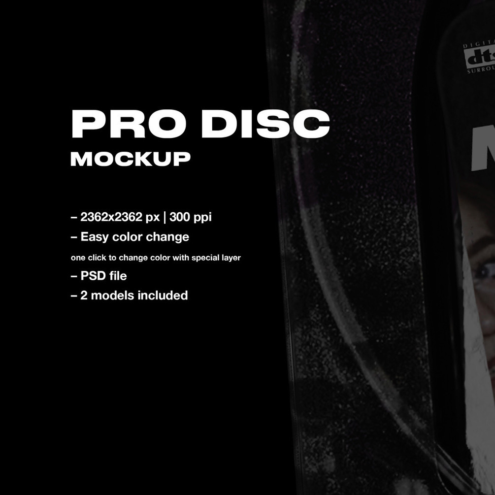 潮流复古CD光碟塑料盒设计PS贴图样机模板素材 VSSSART - Pro Disc Mockup_img_2