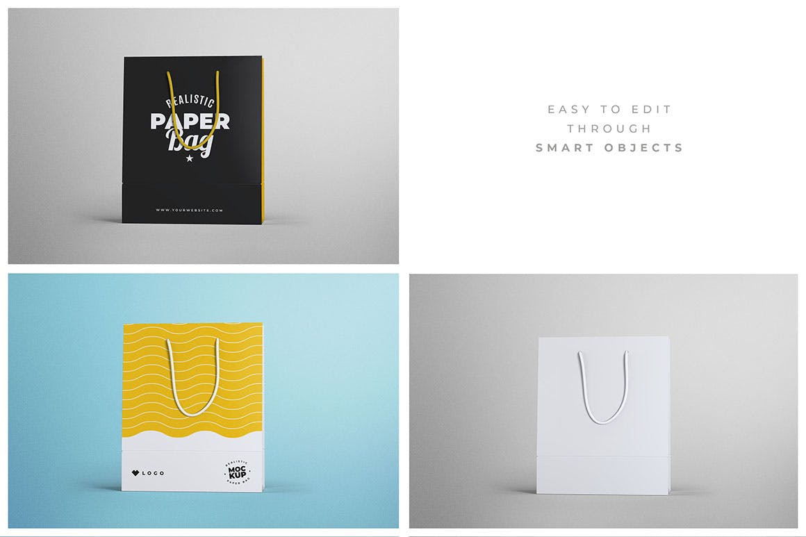 时尚购物手提纸袋设计PS贴图样机模板素材 Paper Bag Branding Mockups_img_2