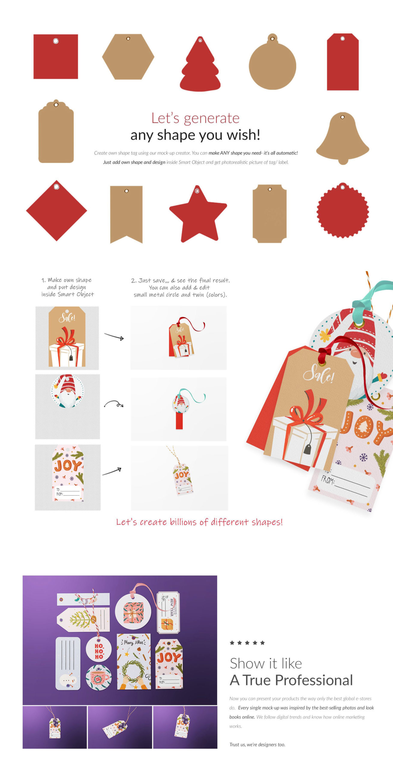 圣诞节主题新年礼品吊牌标牌设计PS贴图样机模板素材 Xmas ALL Shape Tag Creator Mockups_img_2