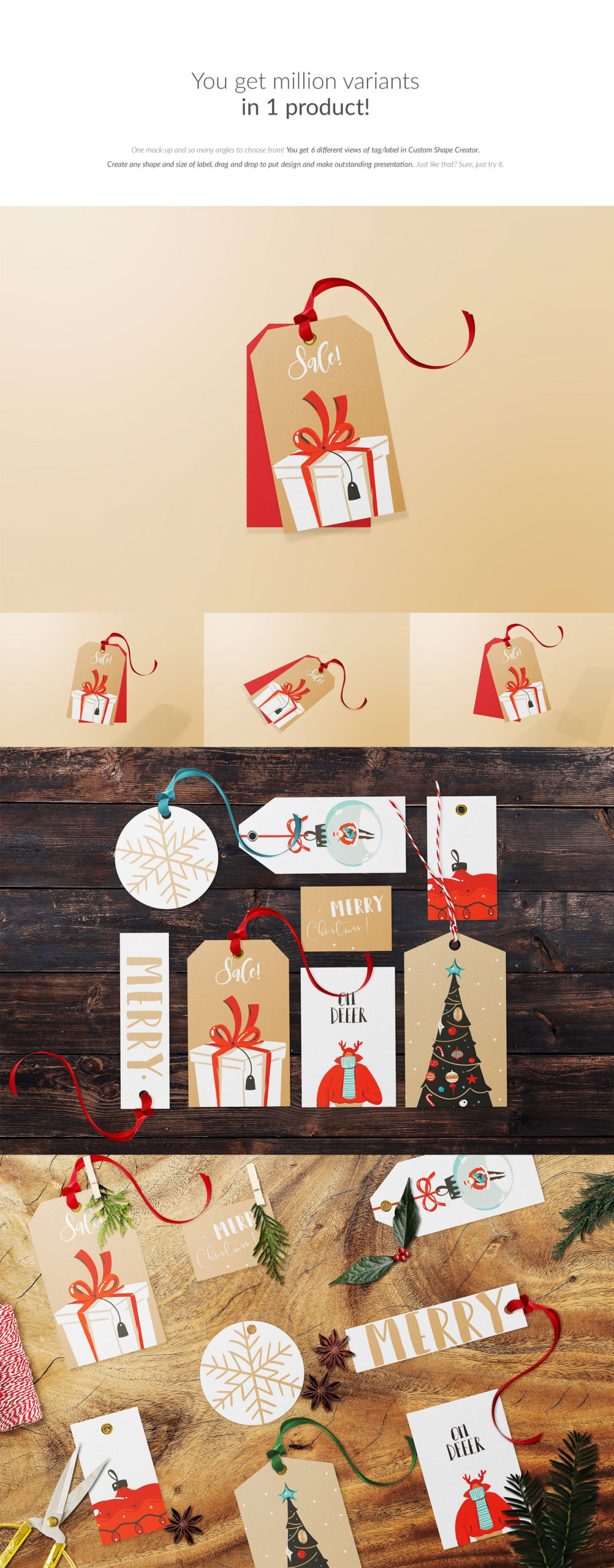 圣诞节主题新年礼品吊牌标牌设计PS贴图样机模板素材 Xmas ALL Shape Tag Creator Mockups_img_2