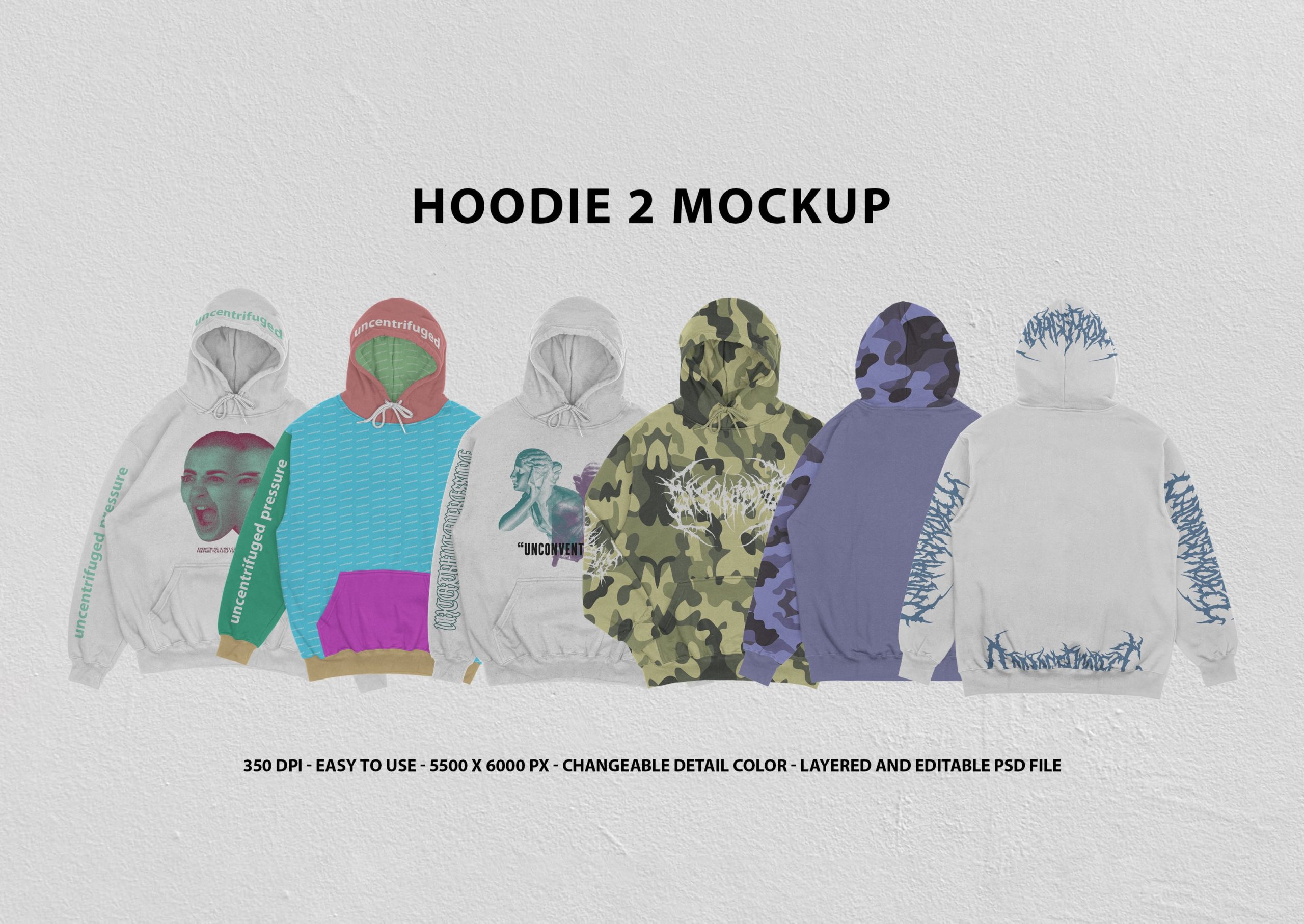 高品质连衣帽卫衣设计展示贴图样机模板 Hoodie 2 Mockup_img_2