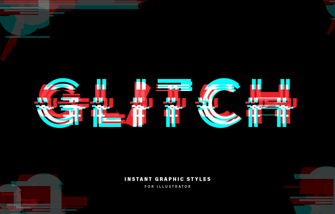 9款潮流炫彩故障风扭曲变形海报标题logo字体设计PS样式模板 Glitch Graphic Styles_img_2