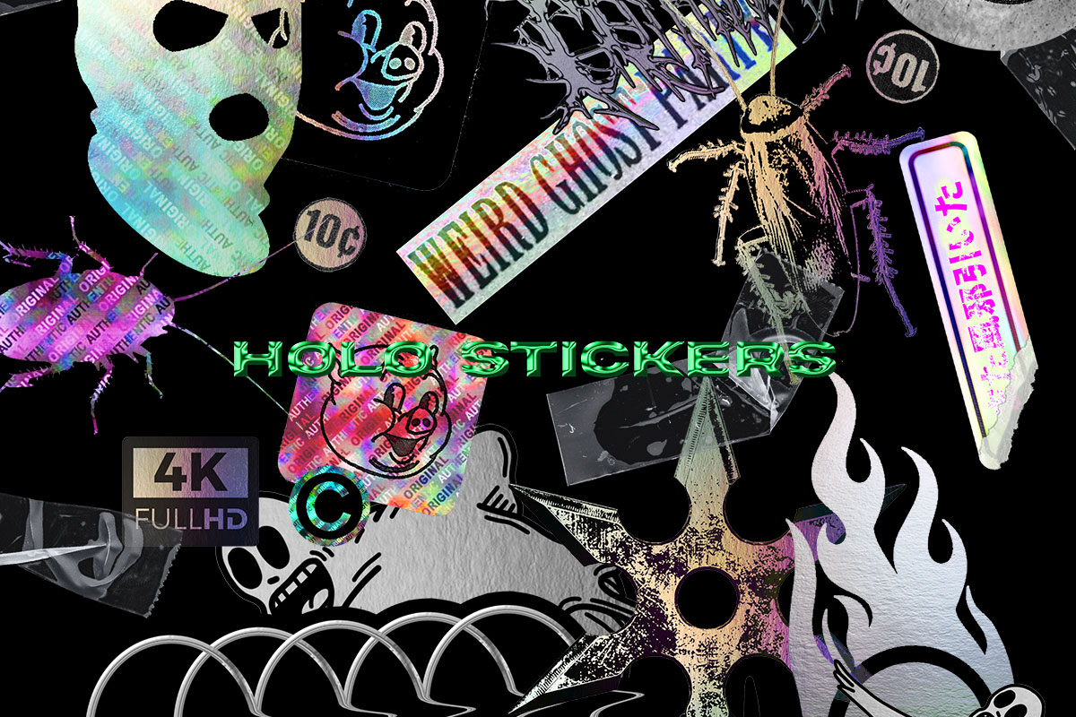 20款潮流全息不干胶标签贴纸PS设计素材 Holographic Stickers Pack_img_2