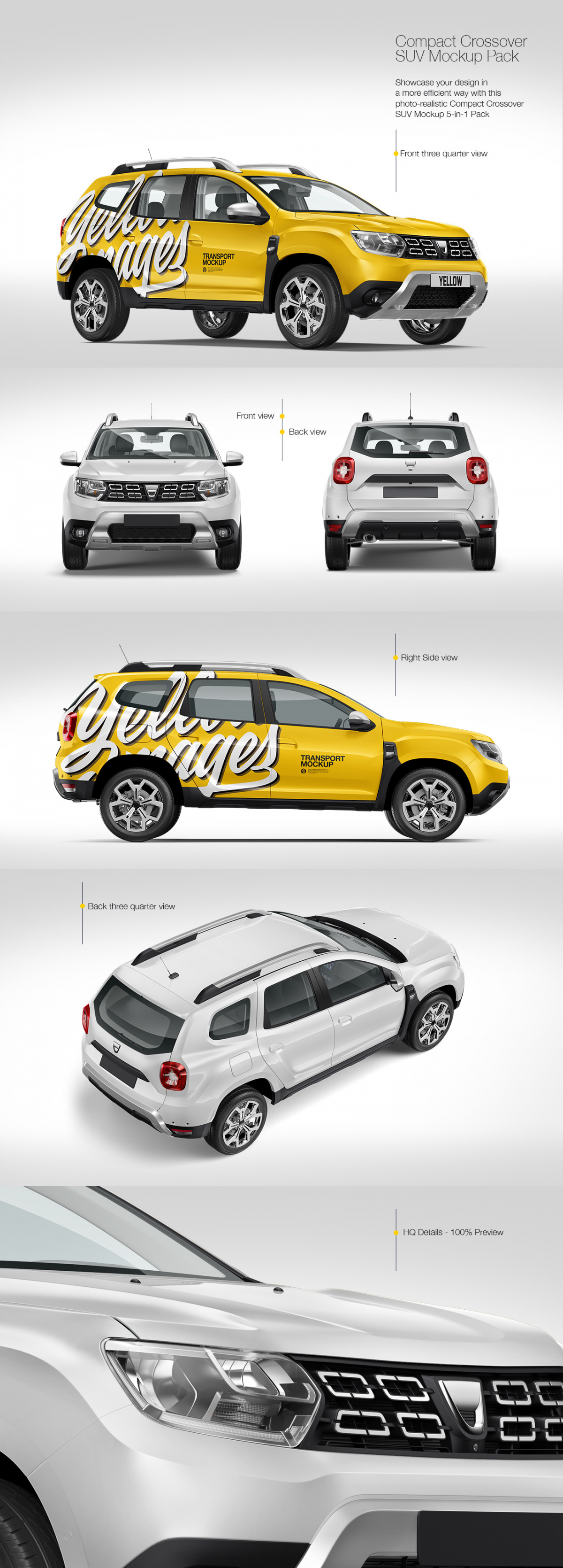 5款紧凑型SUV汽车车身广告设计贴图样机 Compact Crossover SUV Mockup Pack_img_3