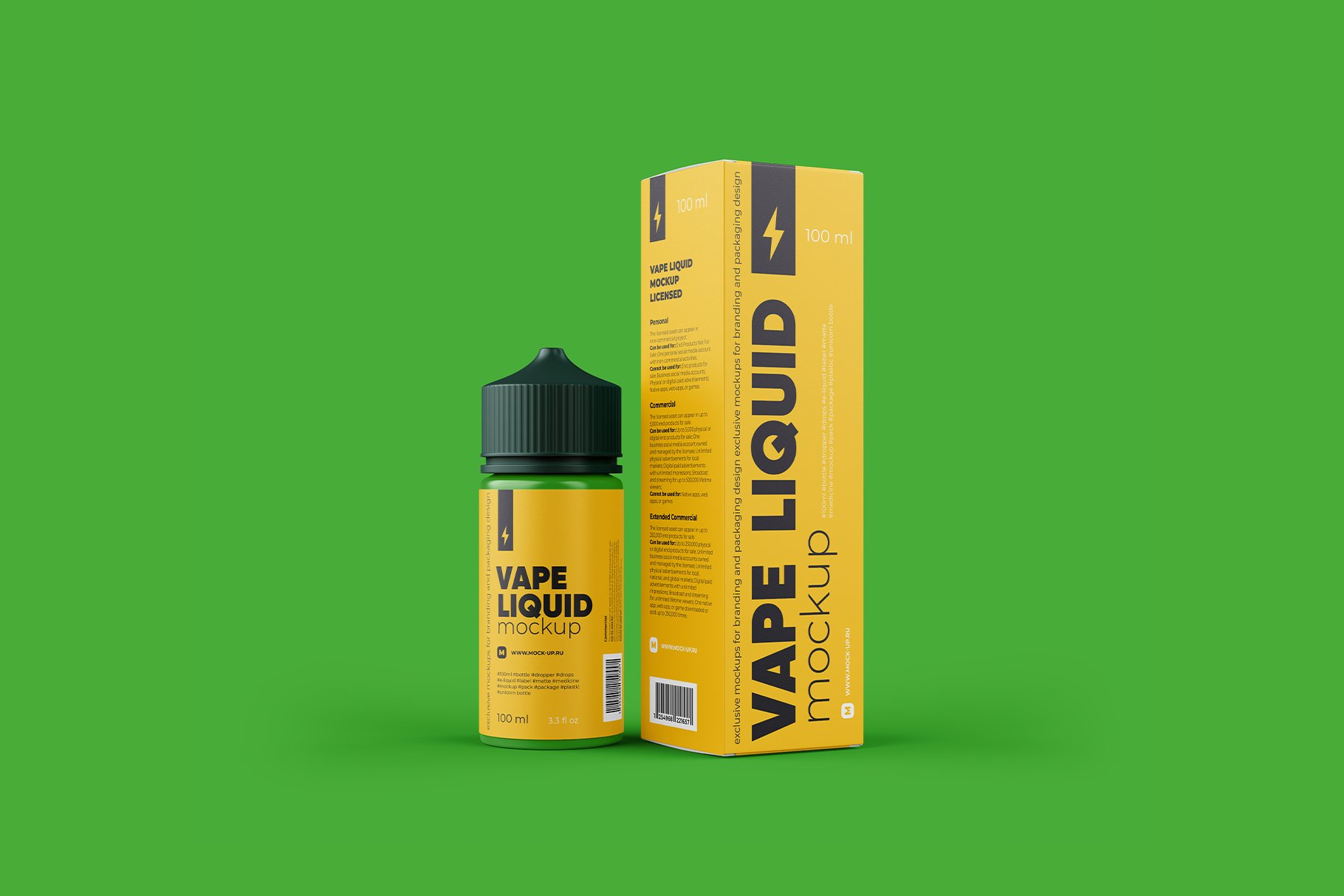 时尚液体包装瓶纸盒设计展示PS贴图样机模板 Vape Liquid Packaging Mockup 100ml_img_2