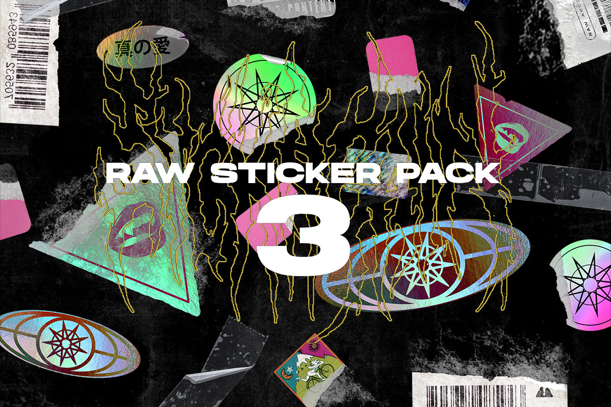 20多款潮流复古不干胶标签贴纸胶带底纹背景PS设计素材 Ultimate Raw Sticker Pack 3_img_2