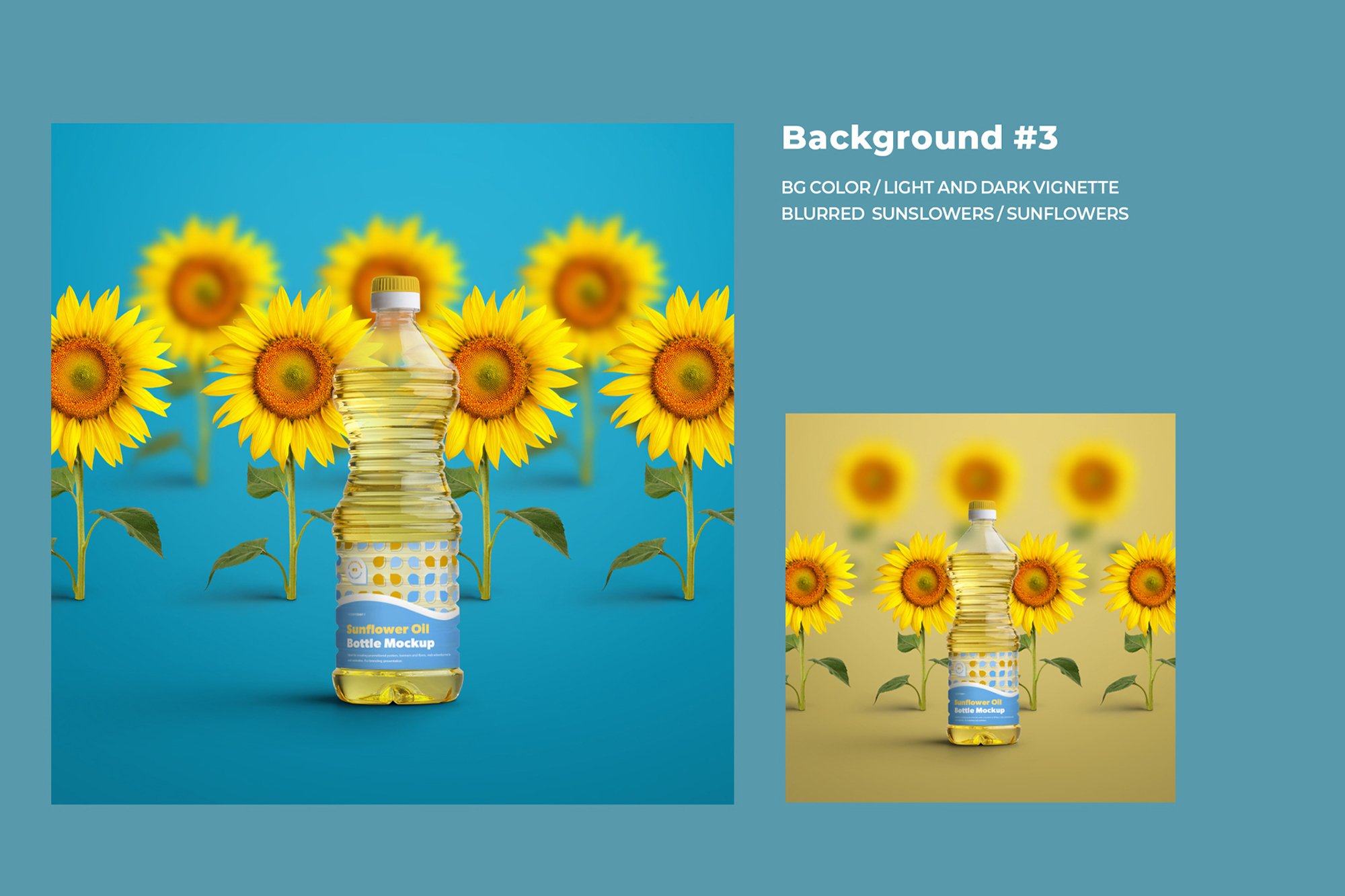 5款食用油塑料桶设计展示贴图样机模板 Mockups Plastic Sunflower Oil Bottles_img_2