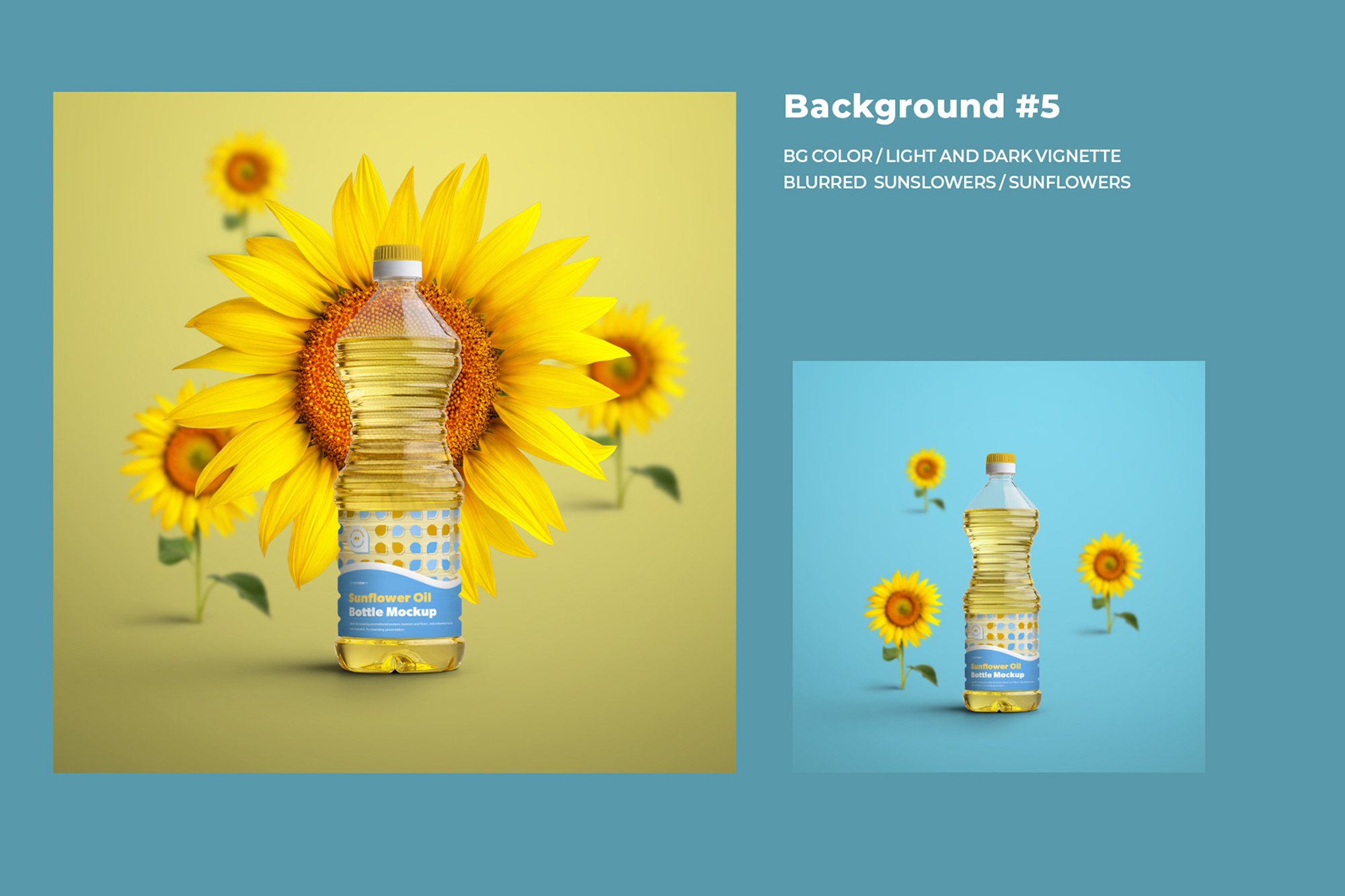 5款食用油塑料桶设计展示贴图样机模板 Mockups Plastic Sunflower Oil Bottles_img_2