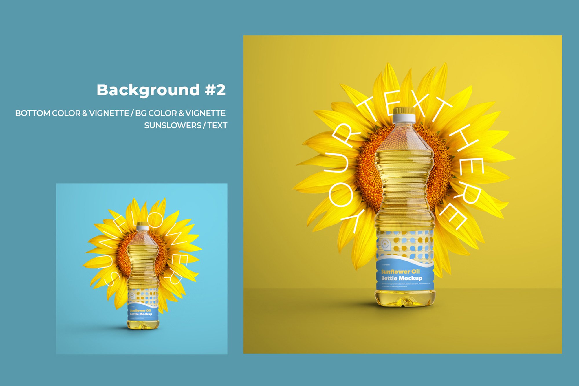 5款食用油塑料桶设计展示贴图样机模板 Mockups Plastic Sunflower Oil Bottles_img_2