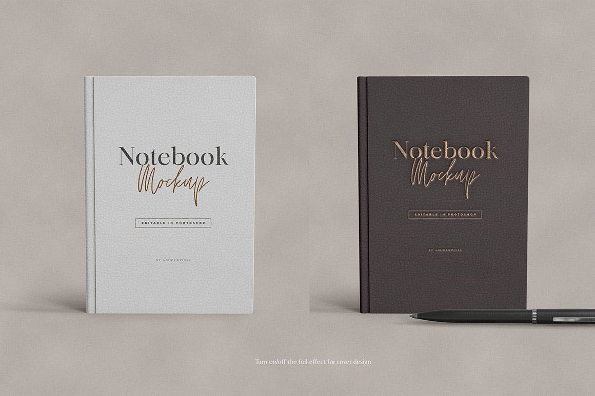 A5办公记事笔记本设计PS贴图样机模板素材 Minimal Notebook Mockups_img_2