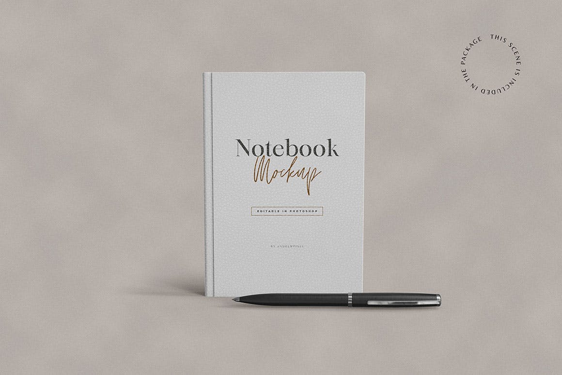 A5办公记事笔记本设计PS贴图样机模板素材 Minimal Notebook Mockups_img_2